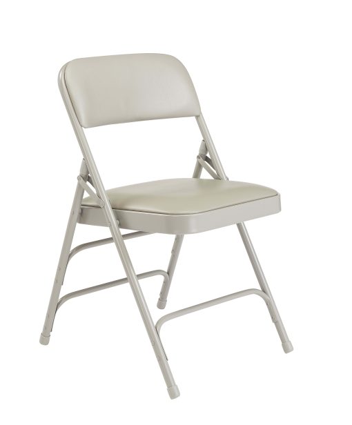 National Public Seating Vinyl Upholstered Triple Brace Folding Chairs, Gray, Pack Of 4 - Image 2