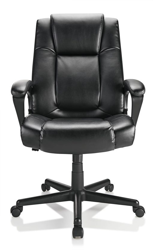 Realspace® Hurston Bonded Leather High-Back Executive Office Chair, Black, BIFMA Compliant - Image 2