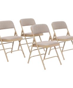 National Public Seating Upholstered Triple-Brace Folding Chairs, Beige, Set Of 4 Chairs 2