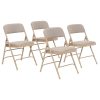National Public Seating Upholstered Triple-Brace Folding Chairs, Beige, Set Of 4 Chairs
