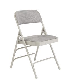 National Public Seating Fabric Upholstered Triple Brace Folding Chairs, Gray, Pack Of 4 2