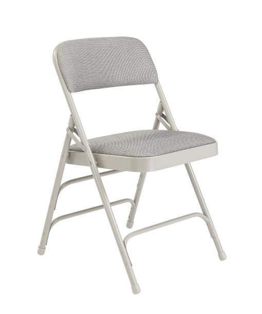 National Public Seating Fabric Upholstered Triple Brace Folding Chairs, Gray, Pack Of 4 - Image 2