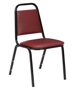 National Public Seating Standard Vinyl Padded Banquet Stack Chair, Burgundy/Black Pack Of 40 2