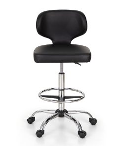 ALPHA HOME Adjustable Ergonomic Faux Leather Office Drafting Chair With Back, Black 2
