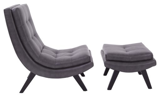Ave Six Tustin Lounge Chair And Ottoman Set, Pewter/Black - Image 2