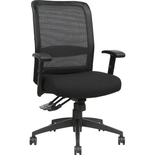 Lorell® Ergonomic Flexible Mesh High-Back Multifunction Chair, Fabric Seat, Black - Image 2