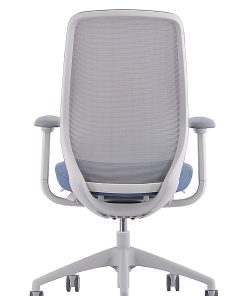 WorkPro® 6000 Series Multifunction Ergonomic Mesh/Fabric High-Back Executive Chair, White Frame/Light Blue Seat, BIFMA Compliant 2