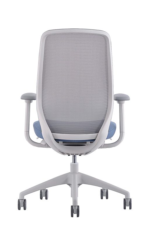 WorkPro® 6000 Series Multifunction Ergonomic Mesh/Fabric High-Back Executive Chair, White Frame/Light Blue Seat, BIFMA Compliant - Image 2