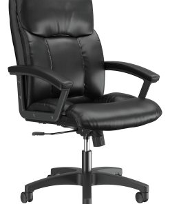 HON® Ergonomic Bonded Leather Padded Loop Arm Executive Chair, Black 2