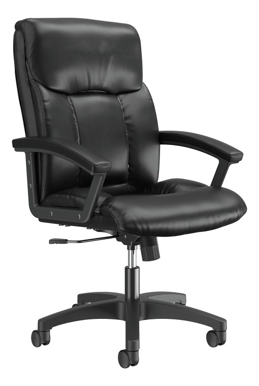 HON® Ergonomic Bonded Leather Padded Loop Arm Executive Chair, Black - Image 2