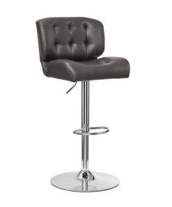 Powell Quimby Adjustable Faux Leather Bar Stool With Back, Chocolate/Chrome 2