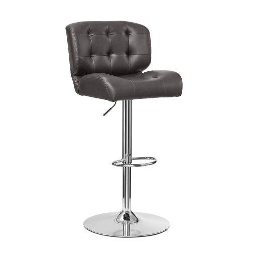 Powell Quimby Adjustable Faux Leather Bar Stool With Back, Chocolate/Chrome - Image 2