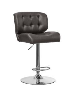 Powell Quimby Adjustable Faux Leather Bar Stool With Back, Chocolate/Chrome