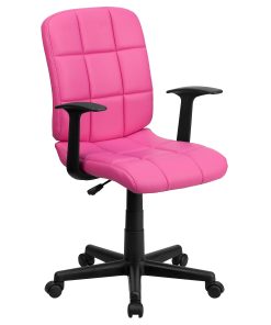 Flash Furniture Quilted Vinyl Mid-Back Swivel Task Chair, Pink/Black 2