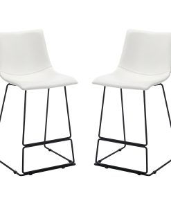 Office Star Nash Fabric Counter Height Stools, White, Set Of 2 Stools