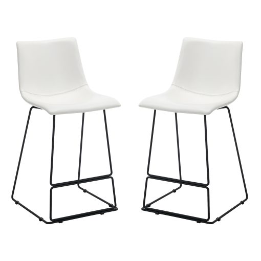 Office Star Nash Fabric Counter Height Stools, White, Set Of 2 Stools