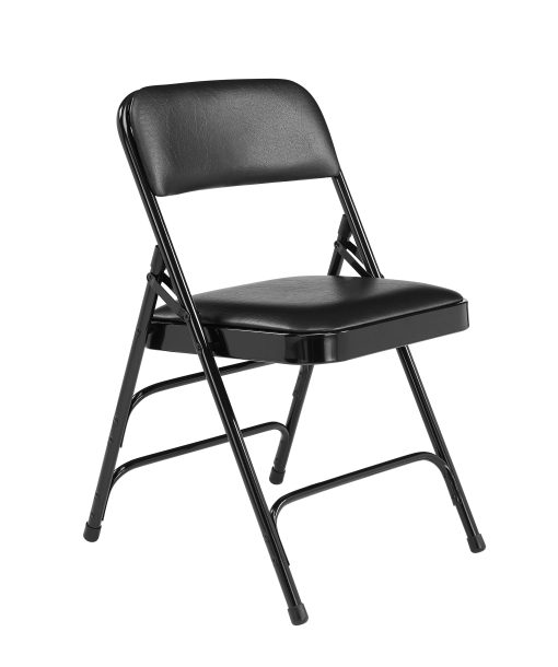 National Public Seating 1300 Series Premium Vinyl Upholstered Triple Brace Folding Chairs, Black, Set Of 4 Chairs - Image 2