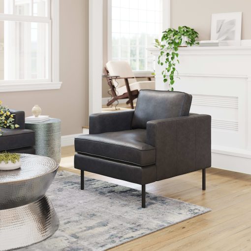 Zuo Decade Faux Leather Accent Chair, Vintage Gray - Image 2