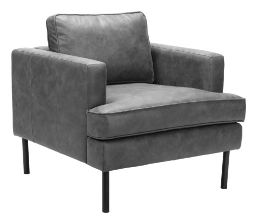 Zuo Decade Faux Leather Accent Chair, Vintage Gray
