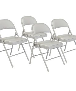 National Public Seating Commercialine 950 Series Vinyl Upholstered Folding Chairs, Gray, Set Of 4 Chairs