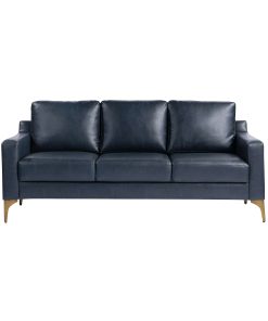 Serta Florence Faux Leather Sofa, 35”H x 78”W x 33-1/2”D, Navy