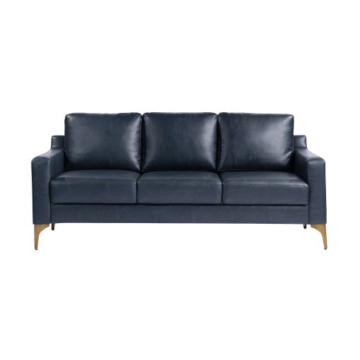 Serta Florence Faux Leather Sofa, 35”H x 78”W x 33-1/2”D, Navy