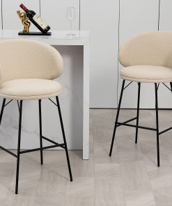 Glamour Home Baxter Fabric Barstools With Back, White/Black, Set Of 2 Barstools 2