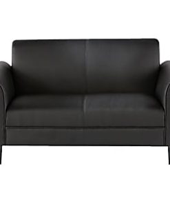 Alera 2-Cushion Loveseat – 42.13″ Seat Width – Wood Black Frame – 55.5″ x 31.5″ x 32″ Overall Dimension – Leather Black Seat – Hardwood Back 2