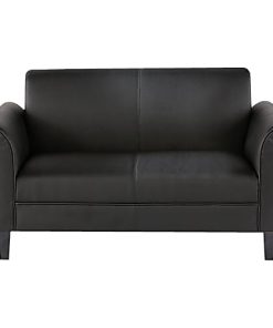 Alera 2-Cushion Loveseat - 42.13" Seat Width - Wood Black Frame - 55.5" x 31.5" x 32" Overall Dimension - Leather Black Seat - Hardwood Back