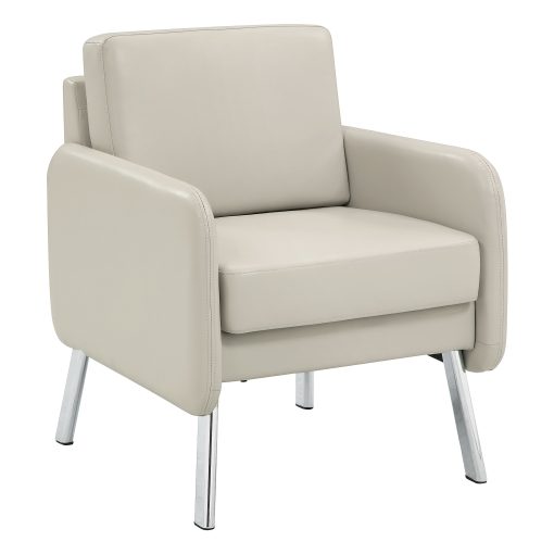 Office Star Faux Leather Lounge Guest Chair, Cream - Image 2
