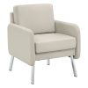 Office Star Faux Leather Lounge Guest Chair, Cream