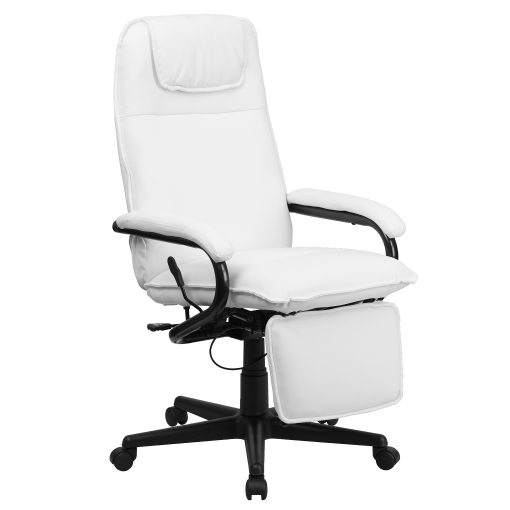Flash Furniture Ergonomic LeatherSoft™ Faux Leather High-Back Reclining Swivel Chair, White/Black - Image 2