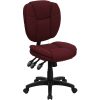 Flash Furniture Fabric Mid-Back Multifunction Ergonomic Swivel Task Chair, Burgundy/Black