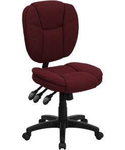 Flash Furniture Fabric Mid-Back Multifunction Ergonomic Swivel Task Chair, Burgundy/Black