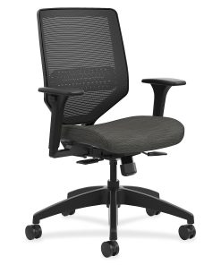 HON® Solve Fabric Mid-Back Task Chair, Ilira-Stretch Mesh Back, Black