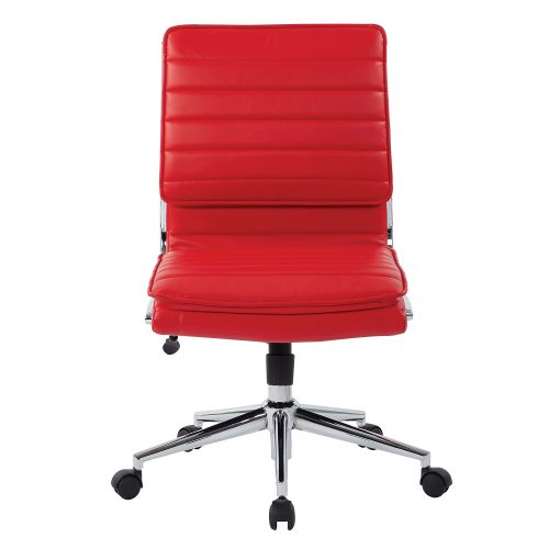 Office Star™ Pro-Line II™ SPX Armless Bonded Leather Mid-Back Chair, Red/Chrome - Image 2