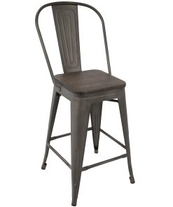 LumiSource Oregon High-Back Counter Stools, Antique/Espresso, Set Of 2 Stools 2