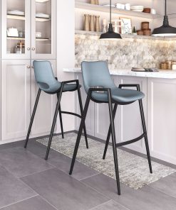 Zuo Desi Barstools, Azure Gray, Set Of 2 Barstools 2