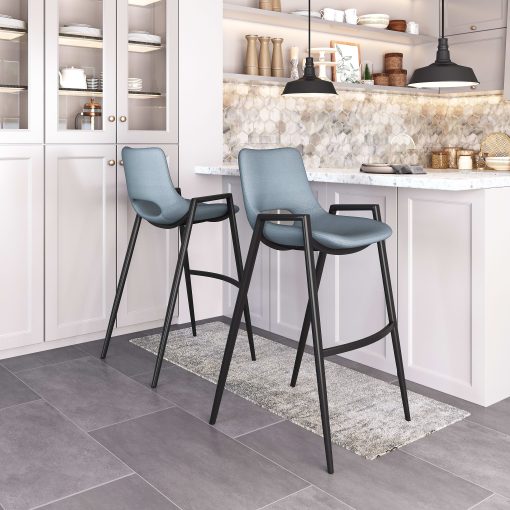 Zuo Desi Barstools, Azure Gray, Set Of 2 Barstools - Image 2