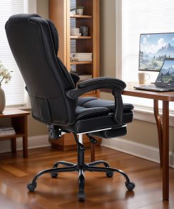 ALPHA HOME Ergonomic Faux Leather High-Back Big And Tall Executive Office Chair, Black 2