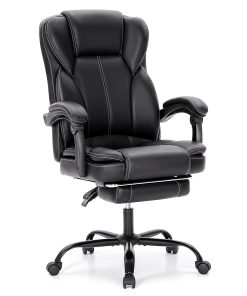 ALPHA HOME Ergonomic Faux Leather High-Back Big And Tall Executive Office Chair, Black