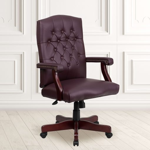 Flash Furniture Martha Washington LeatherSoft™ Faux Leather High-Back Swivel Office Chair, Burgundy