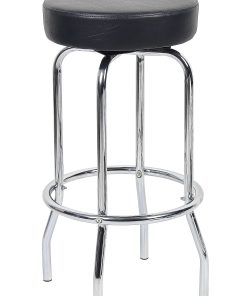 Boss Office Products Stool With Foot Ring, Black/Chrome