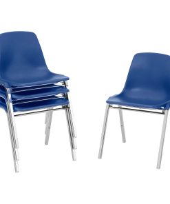 National Public Seating 8100 Series Poly Shell Stack Chairs, Blue, Set Of 4 Chairs