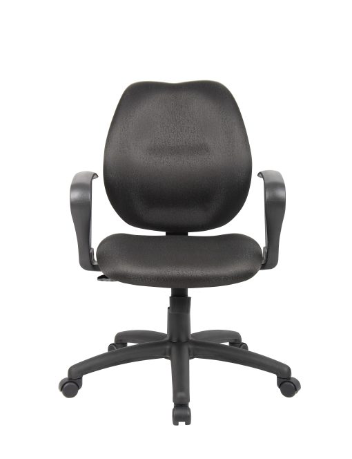 Boss Office Products Contour Back Task Chair With Loop Arms, Black - Image 2