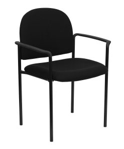 Flash Furniture Comfortable Stackable Steel Side Chair With Arms, Black 2
