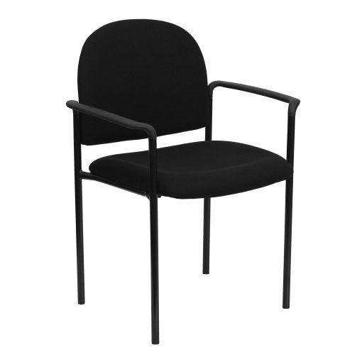 Flash Furniture Comfortable Stackable Steel Side Chair With Arms, Black - Image 2