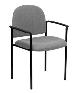 Flash Furniture Comfortable Stackable Steel Side Chair With Arms, Gray/Black 2