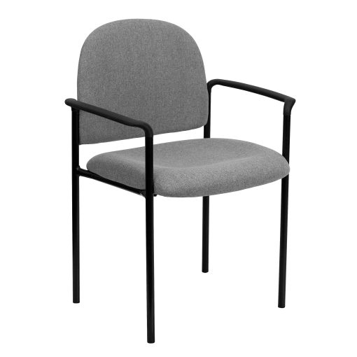 Flash Furniture Comfortable Stackable Steel Side Chair With Arms, Gray/Black - Image 2
