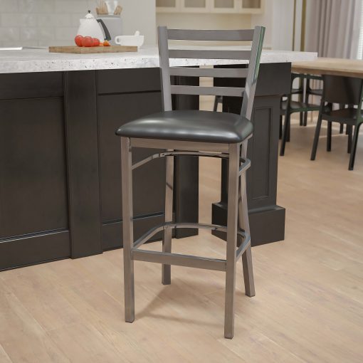 Flash Furniture Ladder-Back Restaurant Bar Stool, Black - Image 2